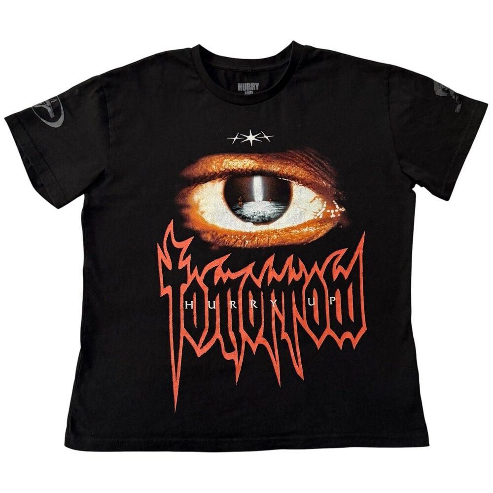 The Weeknd Hurry Up Tomorrow Halfway Down T-Shirt Size L Black XO Eye Graphic